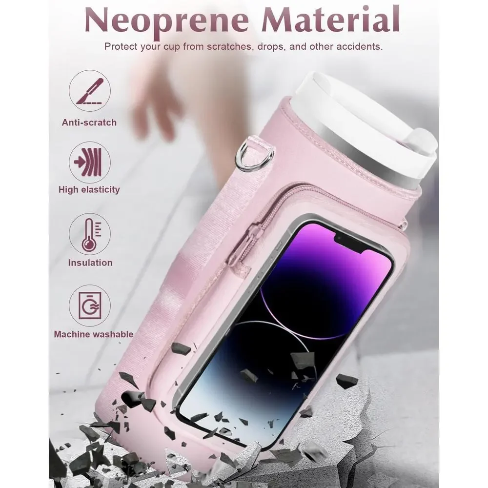 Water Bottle Carrier Holder Pouch with Touchable Screen Phone Pocket